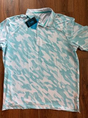 New, scales Aqua Camouflage Polo Shirt - XL